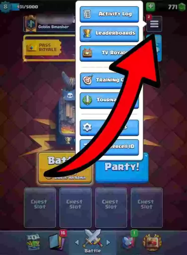 Clash Royale Menu