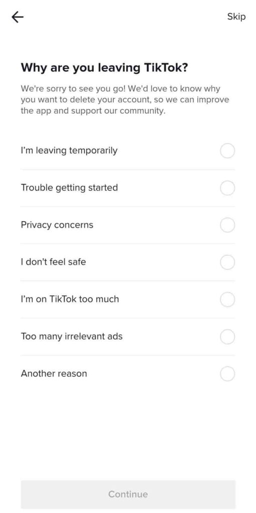Delete TikTok Reasons