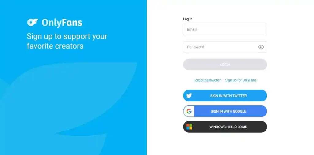 OnlyFans Login Page
